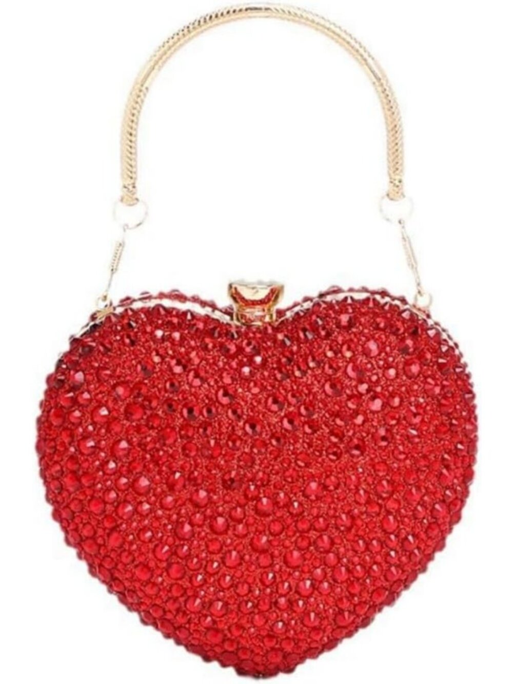 Sparkling Heart Shaped Acrylic Clutch Purse with Rhinestones - Mini Handbag